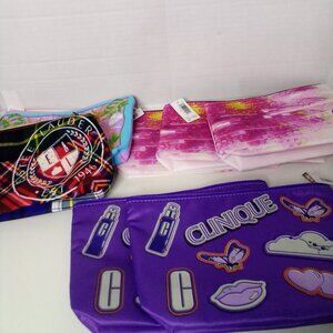 Cosmetic Make-Up Bags Lot of 7 Zipper Pouch Clinique Estee Lauder